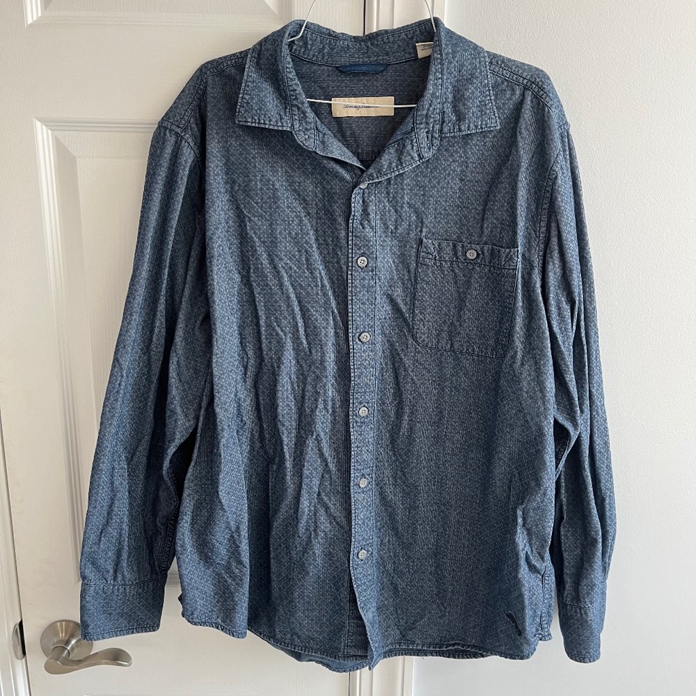 Tommy Bahama Navy Blue Long Sleeve Casual Button Down XL